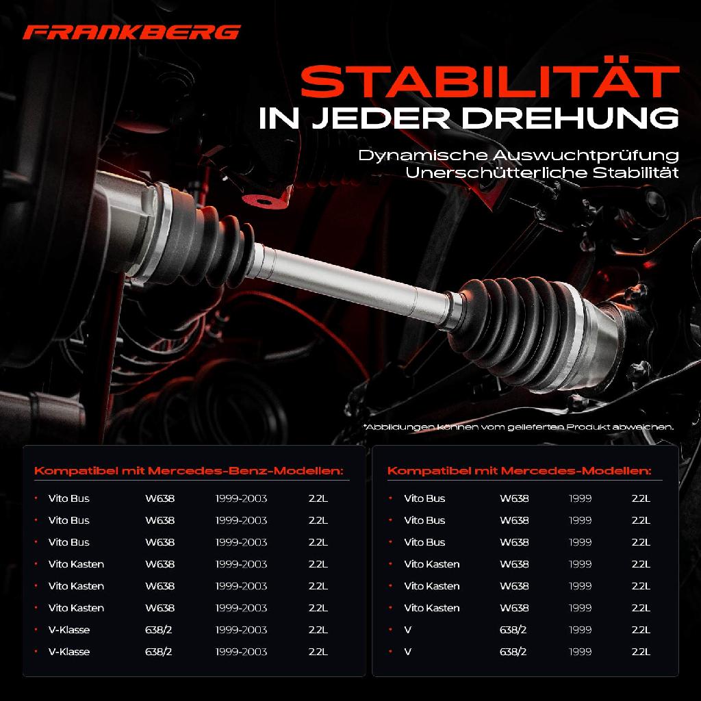 1x Antriebswelle Vorderachse für Mercedes-Benz Vito Bus Kasten W638 V 638/2 2.2L 1999-2003