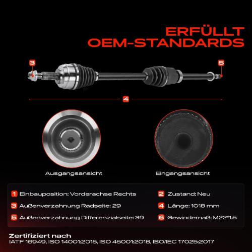 1x Antriebswelle Vorderachse Rechts für Opel Vivaro Fiat Nissan Renault Bild 1x Antriebswelle Vorderachse Rechts für Opel Vivaro Fiat Nissan Renault