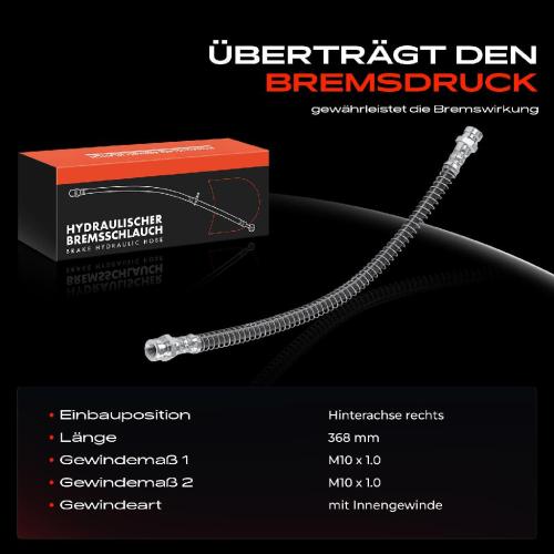 1x Bremsschlauch Bremsschläuche Hinterachse Rechts für KIA Sorento I JC CRDi 4WD Bild 1x Bremsschlauch Bremsschläuche Hinterachse Rechts für KIA Sorento I JC CRDi 4WD