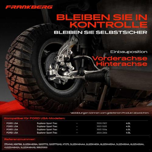 Frankberg 4x Koppelstange Vorderachse für FORD USA Explorer Sport Trac Pick-up 4.0L 2000-2005 Bild Frankberg 4x Koppelstange Vorderachse für FORD USA Explorer Sport Trac Pick-up 4.0L 2000-2005