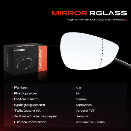 1x Spiegelglas Außenspiegel rechts für Ford Fiesta VI CB1 CCN B-Max Van JK Bild 1x Spiegelglas Außenspiegel rechts für Ford Fiesta VI CB1 CCN B-Max Van JK
