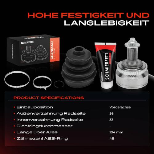 Frankberg 1x Antriebswelle Gelenksatz Vorderachse für Volvo C70 I S70 S80 I V70 I 2.0L-2.5L Bild Frankberg 1x Antriebswelle Gelenksatz Vorderachse für Volvo C70 I S70 S80 I V70 I 2.0L-2.5L