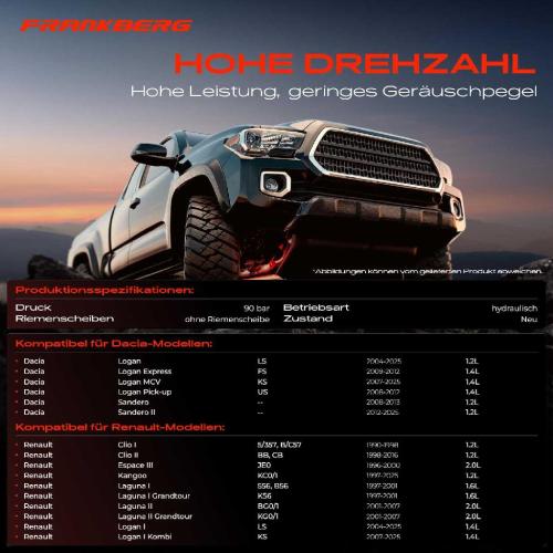 Frankberg 1x Servopumpe hydraulisch für Renault Clio I II BB CB Kangoo Laguna I II Megane I Dacia Logan Bild Frankberg 1x Servopumpe hydraulisch für Renault Clio I II BB CB Kangoo Laguna I II Megane I Dacia Logan