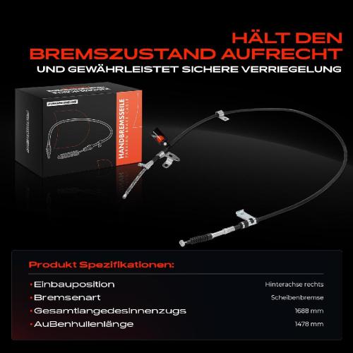 1x Seilzug Feststellbremse Hinterachse rechts für Toyota Corolla E12 2001-2004 Bild 1x Seilzug Feststellbremse Hinterachse rechts für Toyota Corolla E12 2001-2004