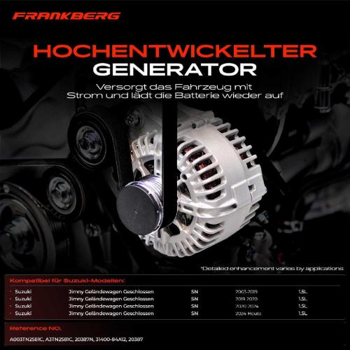 1x Lichtmaschine Generator für Suzuki Jimny Geländewagen Geschlossen SN 1.5L Bild 1x Lichtmaschine Generator für Suzuki Jimny Geländewagen Geschlossen SN 1.5L