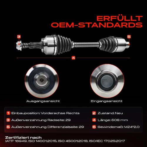 1x Antriebswelle Vorderachse Rechts für Jeep Commander XH XK Grand Cherokee III WH WK 2004-2010 Bild 1x Antriebswelle Vorderachse Rechts für Jeep Commander XH XK Grand Cherokee III WH WK 2004-2010
