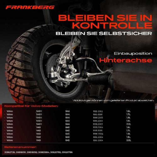 Frankberg 1x Querlenker Satz Hinterachse für Volvo S40 I 644 V40 Kombi 645 1.6L 1.7L 1.8L 1.9L 2.0L 1995-2004 Bild Frankberg 1x Querlenker Satz Hinterachse für Volvo S40 I 644 V40 Kombi 645 1.6L 1.7L 1.8L 1.9L 2.0L 1995-2004