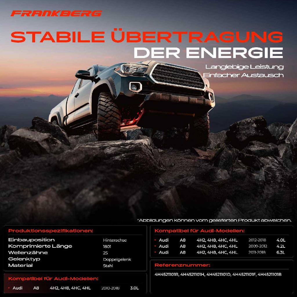 1x Kardanwelle Gelenkwelle Hinterachse für Audi A8 4H2 4H8 4HC 4HL 3.0L 4.0L 4.2L 6.3L 2009-2018