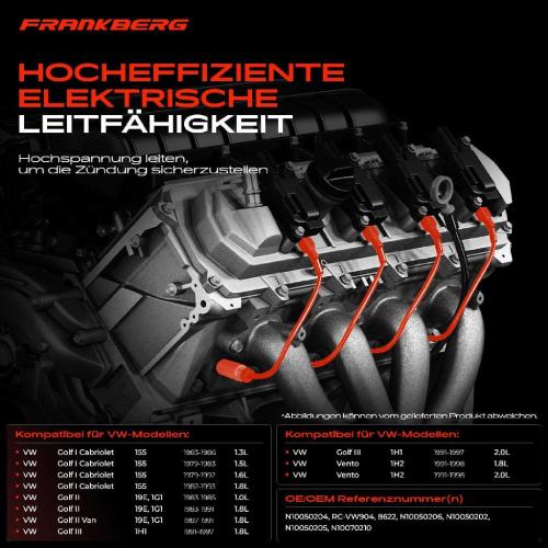 5x Zündleitungssatz Zündkabel für VW Golf I 155 II 19E III 1H1 IV Vento 1H2 Bild 5x Zündleitungssatz Zündkabel für VW Golf I 155 II 19E III 1H1 IV Vento 1H2