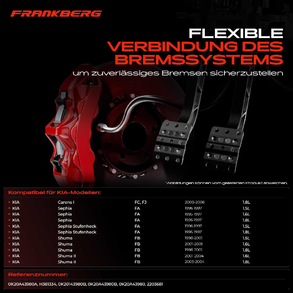 1x Bremsschlauch Bremsschläuche Vorderachse Links oder Rechts für KIA Carens I FC Sephia Shuma