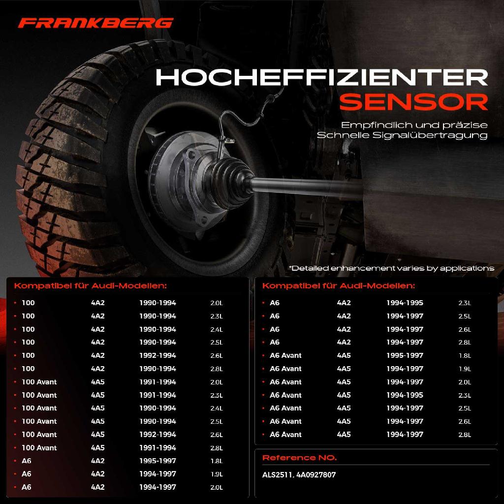 1x ABS Sensor Hinterachse beidseitig für Audi 100 Avant A6 2.0L 2.3L 2.4L 2.5L 2.6L 2.8L 1.8L 1.9L 1990-1997