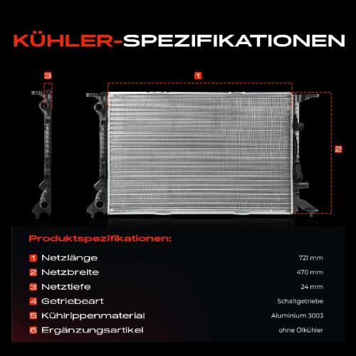 1x Kühler Wasserkühler Motorkühler für Audi A4 A5 A6 Q3 Q5 1.4L-2.0L Bild 1x Kühler Wasserkühler Motorkühler für Audi A4 A5 A6 Q3 Q5 1.4L-2.0L