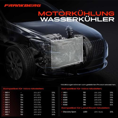 Frankberg 1x Kühler Wasserkühler Motorkühler für Volvo S60 S80 II V40 V60 V70 XC60 XC70 Bild Frankberg 1x Kühler Wasserkühler Motorkühler für Volvo S60 S80 II V40 V60 V70 XC60 XC70