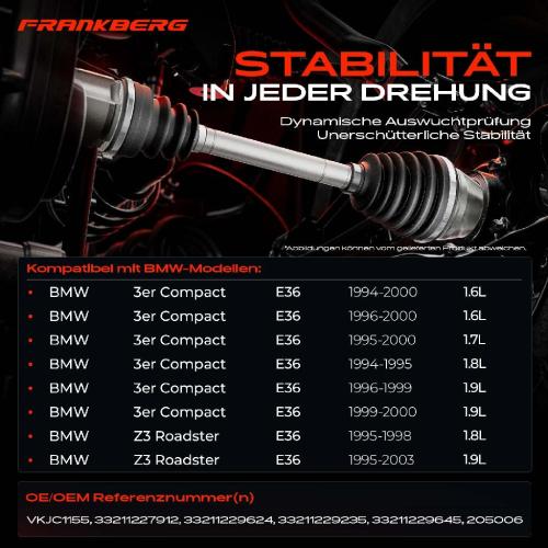 1x Antriebswelle Hinterachse Links oder Rechts für BMW 3er Compact Z3 Roadster E36 Bild 1x Antriebswelle Hinterachse Links oder Rechts für BMW 3er Compact Z3 Roadster E36