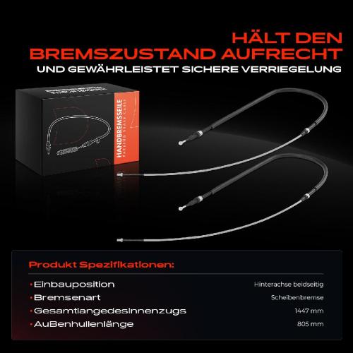2x Seilzug Feststellbremse Hinterachse beidseitig für VW Golf 5 V 1K1 Audi A3 8P Seat Altea Bild 2x Seilzug Feststellbremse Hinterachse beidseitig für VW Golf 5 V 1K1 Audi A3 8P Seat Altea