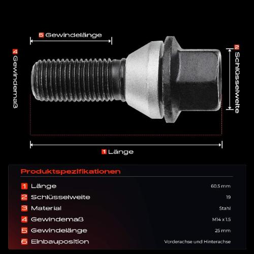 20x Radschraube für BMW X5 E53 3.0L 4.4L 2000-2006 Bild 20x Radschraube für BMW X5 E53 3.0L 4.4L 2000-2006