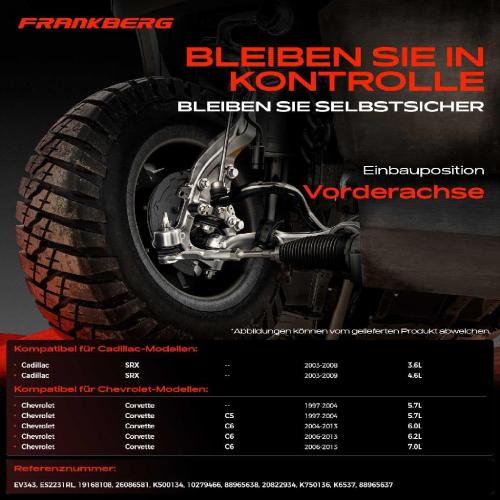 Frankberg 1x Querlenker Satz Vorderachse für Cadillac SRX Chevrolet Corvette Convertible 4.6L 5.7L 6.0L 7.0L 1997-2013 Bild Frankberg 1x Querlenker Satz Vorderachse für Cadillac SRX Chevrolet Corvette Convertible 4.6L 5.7L 6.0L 7.0L 1997-2013