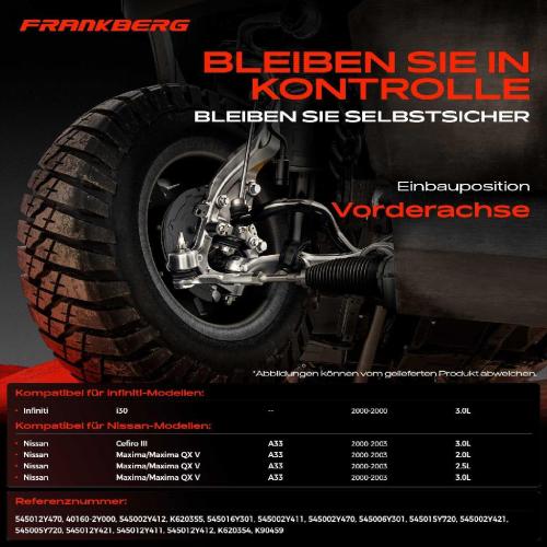 Frankberg 1x Querlenker Satz Vorderachse für Infiniti i30 Nissan Cefiro III Stufenheck Maxima/Maxima QX V Bild Frankberg 1x Querlenker Satz Vorderachse für Infiniti i30 Nissan Cefiro III Stufenheck Maxima/Maxima QX V