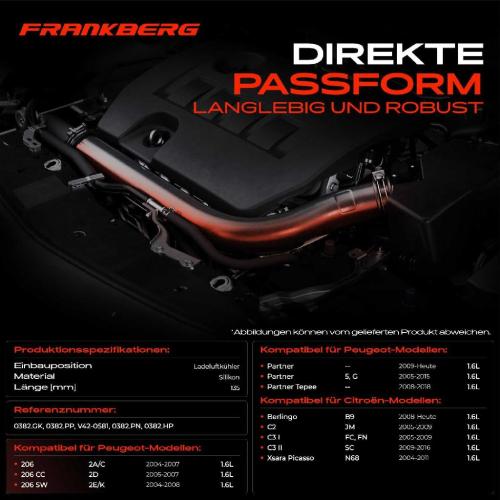 Frankberg 1x Kühlerschlauch Turboschlauch für Citroën Berlingo Kasten/MPV Multispace Pritsche/Fahrgestell Peugeot Bild Frankberg 1x Kühlerschlauch Turboschlauch für Citroën Berlingo Kasten/MPV Multispace Pritsche/Fahrgestell Peugeot