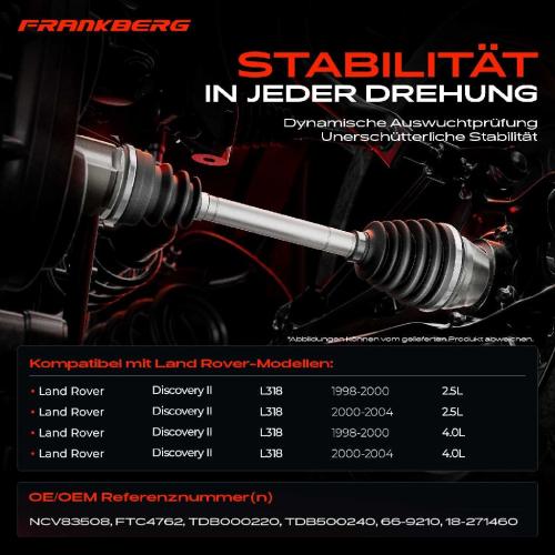 1x Antriebswelle Vorderachse Links für Land Rover Discovery II 1998-2004 Bild 1x Antriebswelle Vorderachse Links für Land Rover Discovery II 1998-2004