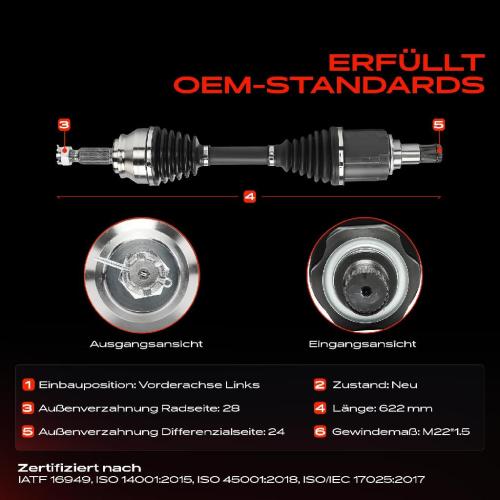 1x Antriebswelle Vorderachse Links für Jeep Compass MK49 Patriot Dodge Bild 1x Antriebswelle Vorderachse Links für Jeep Compass MK49 Patriot Dodge