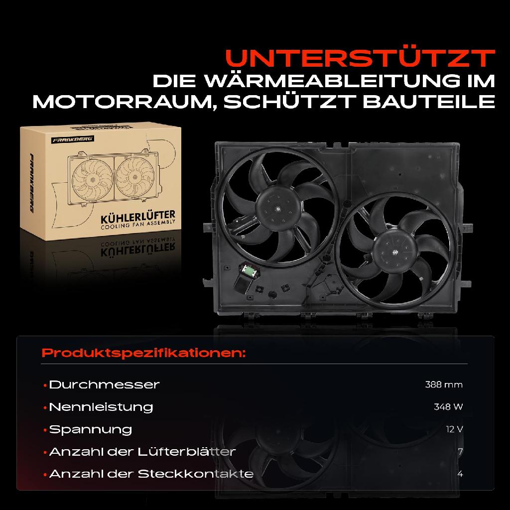 1x Motorkühller Doppellüfter mit Kühlerlüfterrahmen Fiat Ducato Bus 115 Multijet 140 Natural