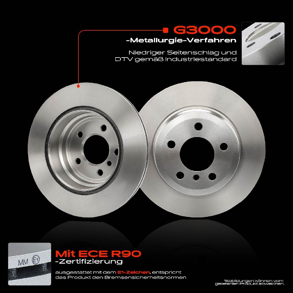 2x Bremsscheiben Hinterachse für BMW X5 E70 F15 F85 X6 E71 E72 F16 F86 3.0L 2.0L 2006-2019
