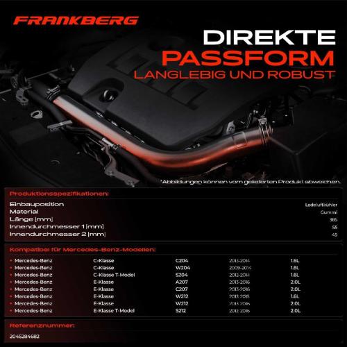 Frankberg 1x Kühlerschlauch Turboschlauch für Mercedes-Benz W204 C204 S204 W212 A207 C207 E-Klasse T-Model S212 Bild Frankberg 1x Kühlerschlauch Turboschlauch für Mercedes-Benz W204 C204 S204 W212 A207 C207 E-Klasse T-Model S212
