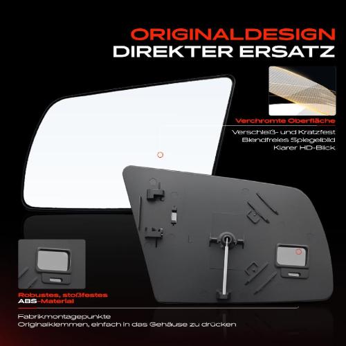 1x Spiegelglas Außenspiegel links für Opel Vectra A CC J89 1988-1995 Bild 1x Spiegelglas Außenspiegel links für Opel Vectra A CC J89 1988-1995