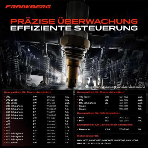 Frankberg 1x Lambdasonde Regelsonde Vor Katalysator für Land Rover Freelander MG Rover 200 400 800 Bild Frankberg 1x Lambdasonde Regelsonde Vor Katalysator für Land Rover Freelander MG Rover 200 400 800
