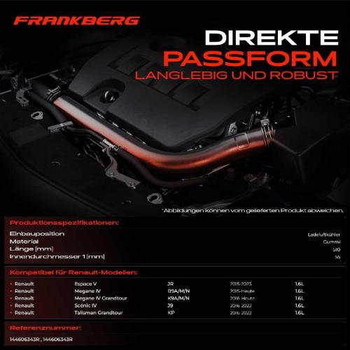 Frankberg 1x Kühlerschlauch Turboschlauch für Renault Espace V Megane IV Grandtour IV Schrägheck Scénic IV Talisman Bild Frankberg 1x Kühlerschlauch Turboschlauch für Renault Espace V Megane IV Grandtour IV Schrägheck Scénic IV Talisman