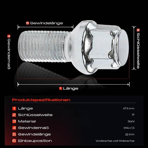 Frankberg 5x Radschraube für VW Golf 5 Polo Passat Audi A3 A6 Bild Frankberg 5x Radschraube für VW Golf 5 Polo Passat Audi A3 A6