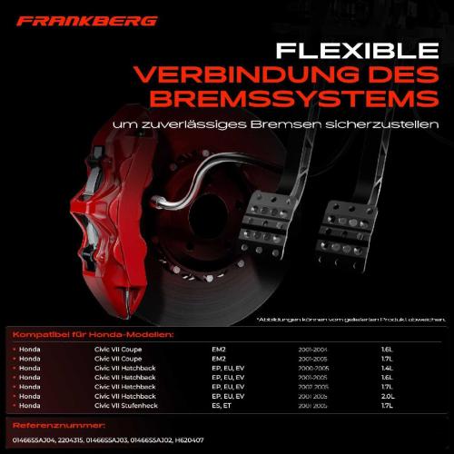1x Bremsschlauch Bremsschläuche Hinterachse Rechts für Honda Civic VII EM2 EP EU EV ES ET Bild 1x Bremsschlauch Bremsschläuche Hinterachse Rechts für Honda Civic VII EM2 EP EU EV ES ET