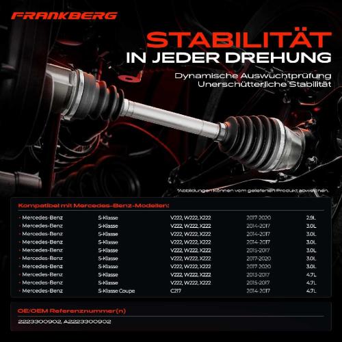 1x Antriebswelle Vorderachse Rechts für Mercedes-Benz S-Klasse V222 W222 Bild 1x Antriebswelle Vorderachse Rechts für Mercedes-Benz S-Klasse V222 W222