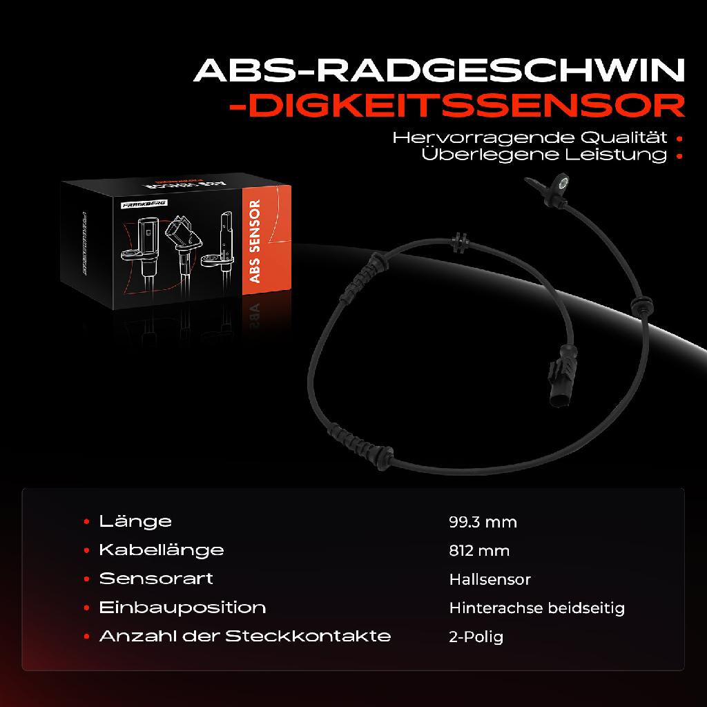 1x ABS Sensor Hinterachse beidseitig für Fiat Panda 169 1.2L 1.4L Bj ab 2004