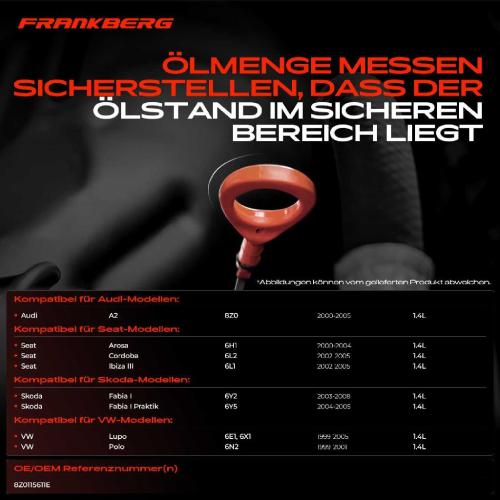 Frankberg 1x Ölmessstab Ölpeilstab Ölstab für VW Polo 9A Audi A2 8Z Seat Skoda 1999-2005 Bild Frankberg 1x Ölmessstab Ölpeilstab Ölstab für VW Polo 9A Audi A2 8Z Seat Skoda 1999-2005