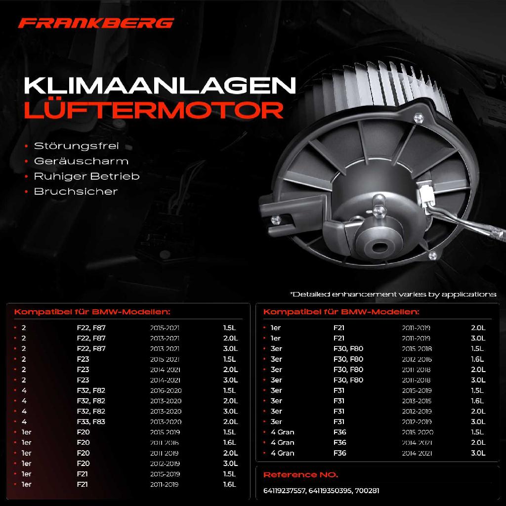 1x Gebläsemotor Innenraumgebläse für BMW 1er F20 F21 2er F22 F23 3er F34 4er F32 F33 F36