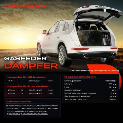 2x Gasfeder Dämpfer Heckklappe für MG ZT- T Rover 75 Tourer RJ Kombi 2001-2005 Bild 2x Gasfeder Dämpfer Heckklappe für MG ZT- T Rover 75 Tourer RJ Kombi 2001-2005