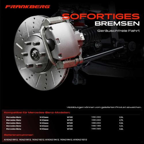 2x Bremsscheiben Vorderachse für Mercedes-Benz M-Klasse W163 2.3L 2.7L 3.2L 1998-2000 Bild 2x Bremsscheiben Vorderachse für Mercedes-Benz M-Klasse W163 2.3L 2.7L 3.2L 1998-2000