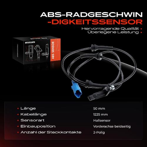 Frankberg 1x ABS Sensor Vorderachse beidseitig für Peugeot 508 I 8D 508 SW I 8E 1.6L 2.0L 2010-2018 Bild Frankberg 1x ABS Sensor Vorderachse beidseitig für Peugeot 508 I 8D 508 SW I 8E 1.6L 2.0L 2010-2018