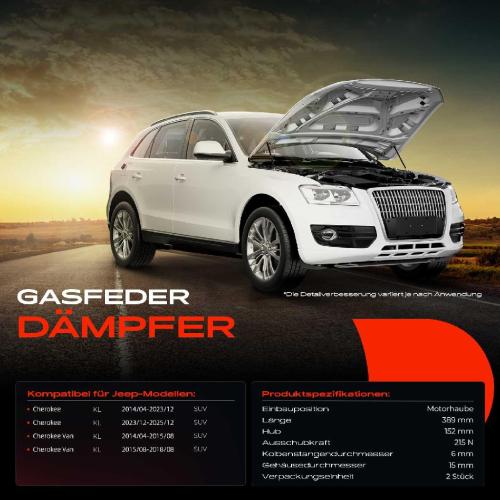 2x Gasfeder Dämpfer Motorhaube für Jeep Cherokee KL SUV Bj ab 2013 Bild 2x Gasfeder Dämpfer Motorhaube für Jeep Cherokee KL SUV Bj ab 2013