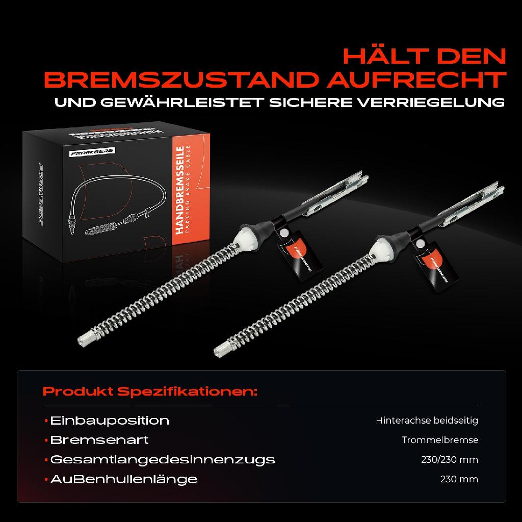 2x Seilzug Feststellbremse Hinterachse beidseitig für Ford Focus III Kasten/Schrägheck Stufenheck 1.0L 1.6L