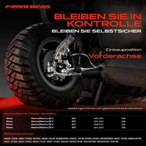 Frankberg 1x Querlenker Satz Vorderachse für Nissan Maxima/Maxima QX V A33 2.0L 3.0L 2000-2003 Bild Frankberg 1x Querlenker Satz Vorderachse für Nissan Maxima/Maxima QX V A33 2.0L 3.0L 2000-2003