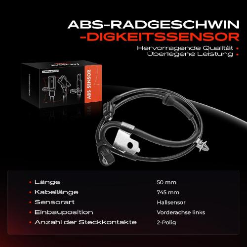 1x ABS Sensor Vorderachse links für Opel Agila (B) H08 Suzuki Splash EX 1.0L 1.2L Bj ab 2008 Bild 1x ABS Sensor Vorderachse links für Opel Agila (B) H08 Suzuki Splash EX 1.0L 1.2L Bj ab 2008