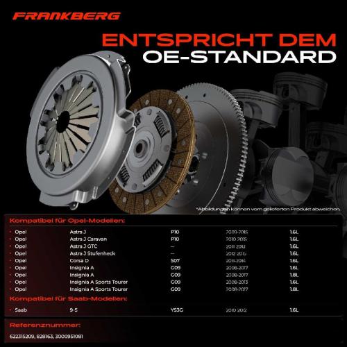 Frankberg 1x Kupplungssatz für Opel Astra J Caravan GTC Stufenheck Corsa D Insignia A Sports Tourer Zafira B Kasten/MPV Bild Frankberg 1x Kupplungssatz für Opel Astra J Caravan GTC Stufenheck Corsa D Insignia A Sports Tourer Zafira B Kasten/MPV