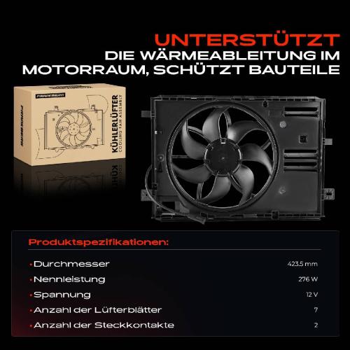 Frankberg 1x Motorkühller Einfachlüfter mit Kühlerlüfterrahmen Citroën Berlingo C5 DS Opel Astra L Peugeot 308 508 Bild Frankberg 1x Motorkühller Einfachlüfter mit Kühlerlüfterrahmen Citroën Berlingo C5 DS Opel Astra L Peugeot 308 508