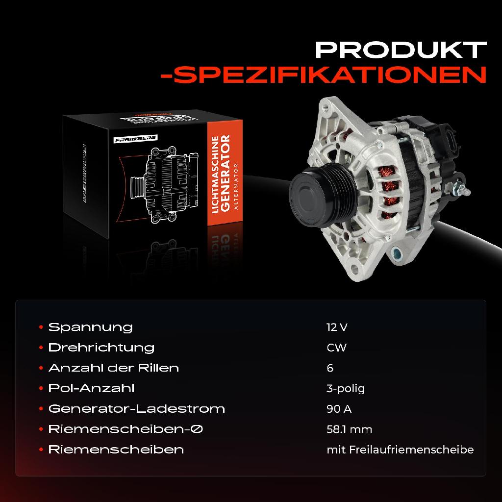 1x Lichtmaschine Generator für Hyundai i30 GD iX20 JC KIA Cee'D JD Venga YN