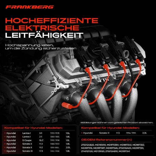 5x Zündleitungssatz Zündkabel für Hyundai Sonata 2 3 Lantra 1 S Coupe Bild 5x Zündleitungssatz Zündkabel für Hyundai Sonata 2 3 Lantra 1 S Coupe