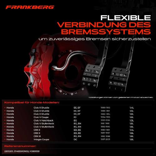 Frankberg 1x Bremsschlauch Bremsschläuche Vorderachse Links für Civic II IV V CRX II ED EE Integra Bild Frankberg 1x Bremsschlauch Bremsschläuche Vorderachse Links für Civic II IV V CRX II ED EE Integra