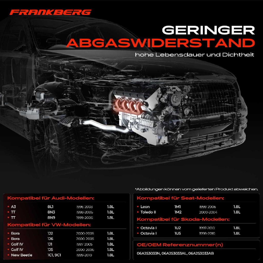 1x Abgaskrümmer Auspuff Krümmer für VW Golf Bora Audi A3 TT Seat Leon Toledo Skoda Octavia